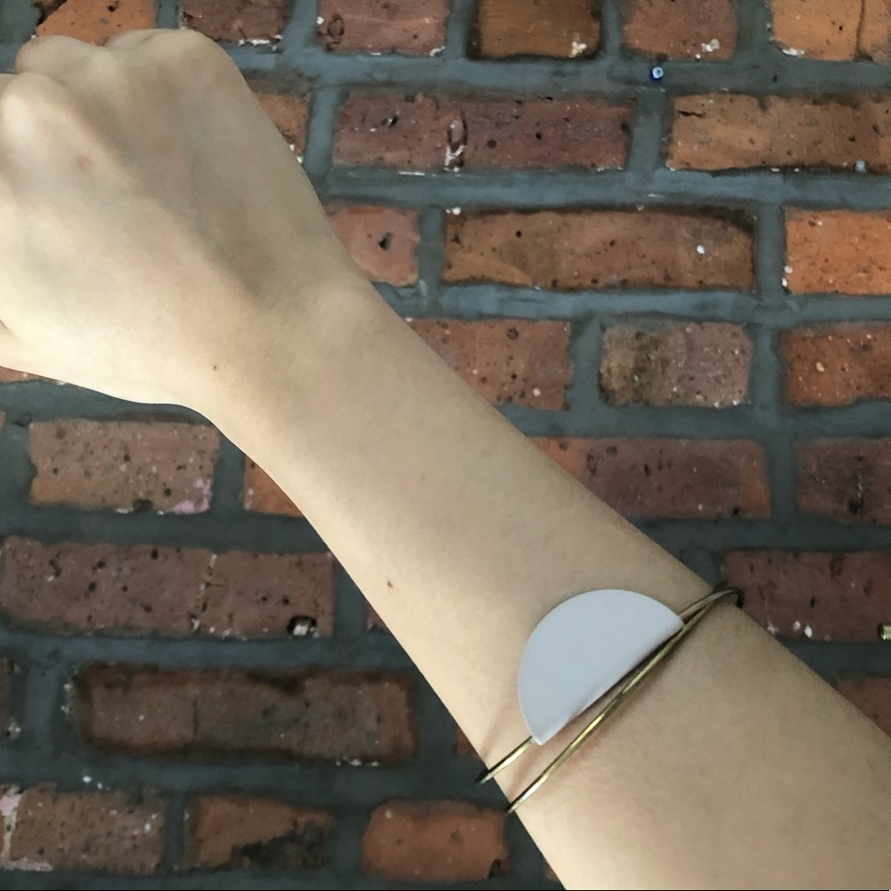 Gold and dusty pink cuff bracelet - Picture 1 of 3